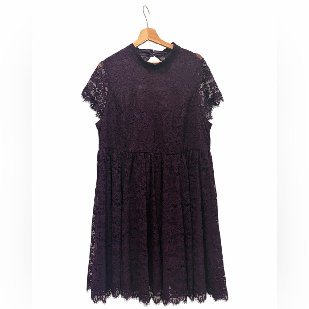 Torrid Deep Whimsigoth Festival Fairycore Purple Lace Mini Party Dress Size 18
